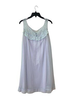 Vintage Stylecraft Bel Aire Nightgown Nightie Lace UNION MADE Babydoll Blue L